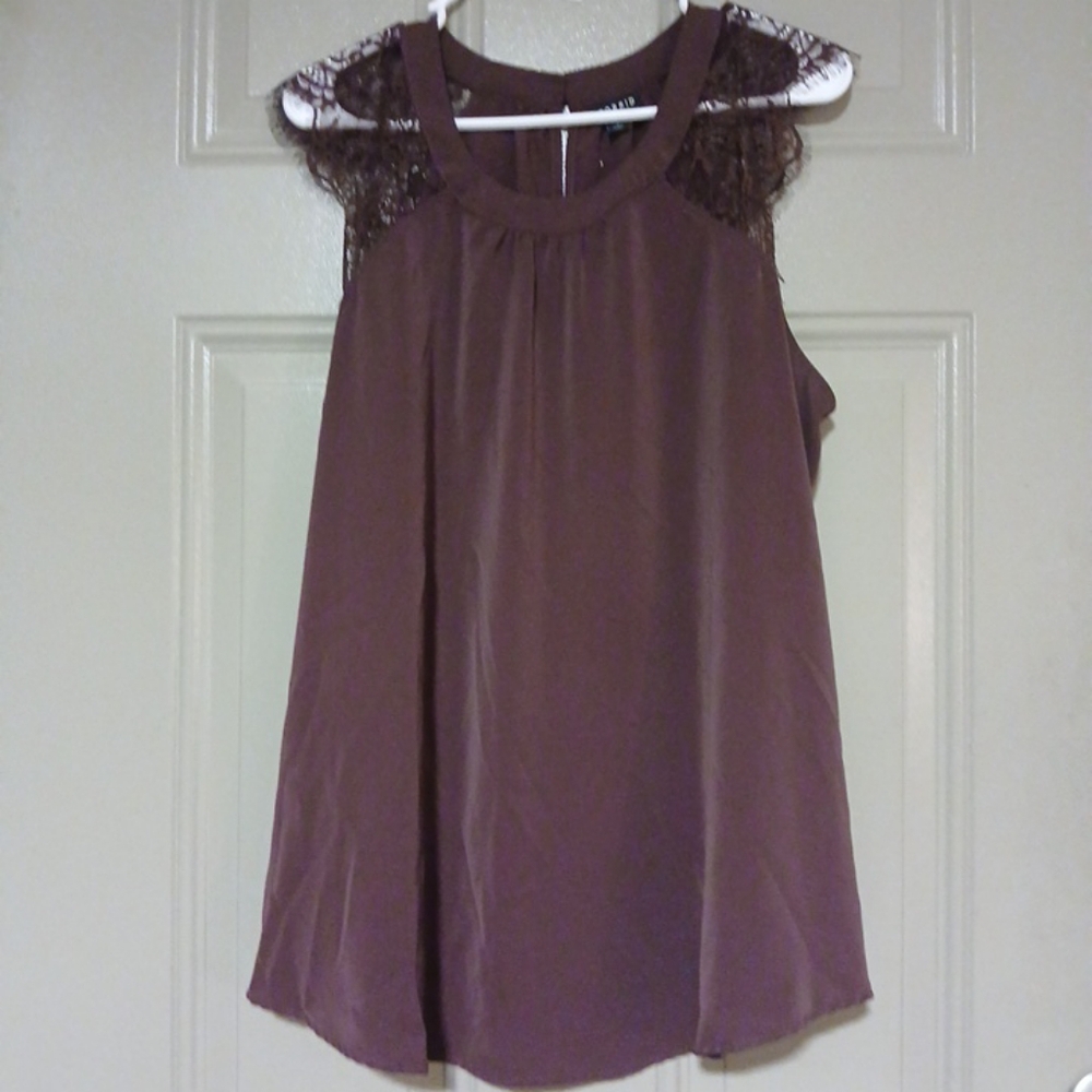 TORRID Studio Crepe De Chine Lace Trim Blouse  Size 1X